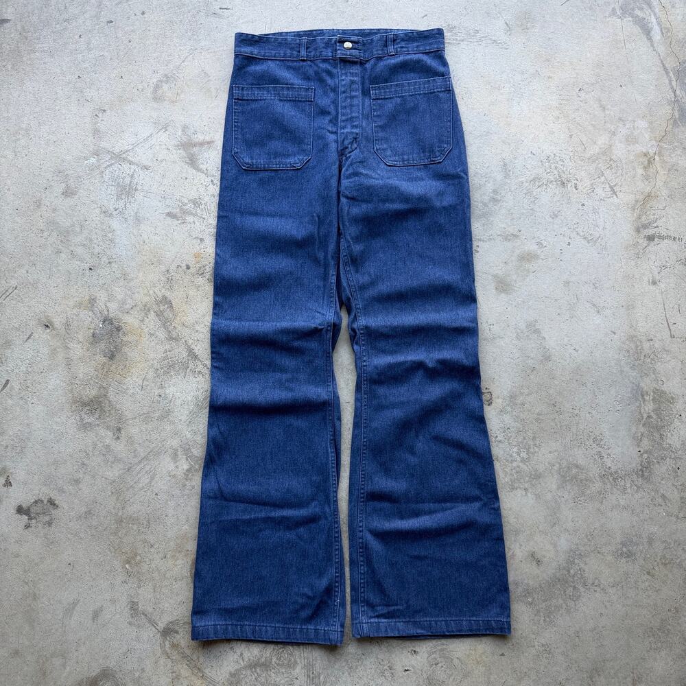 Vintage 70s - 80s Seafarer US Navy Bell Bottom Dungarees Denim Flares 30